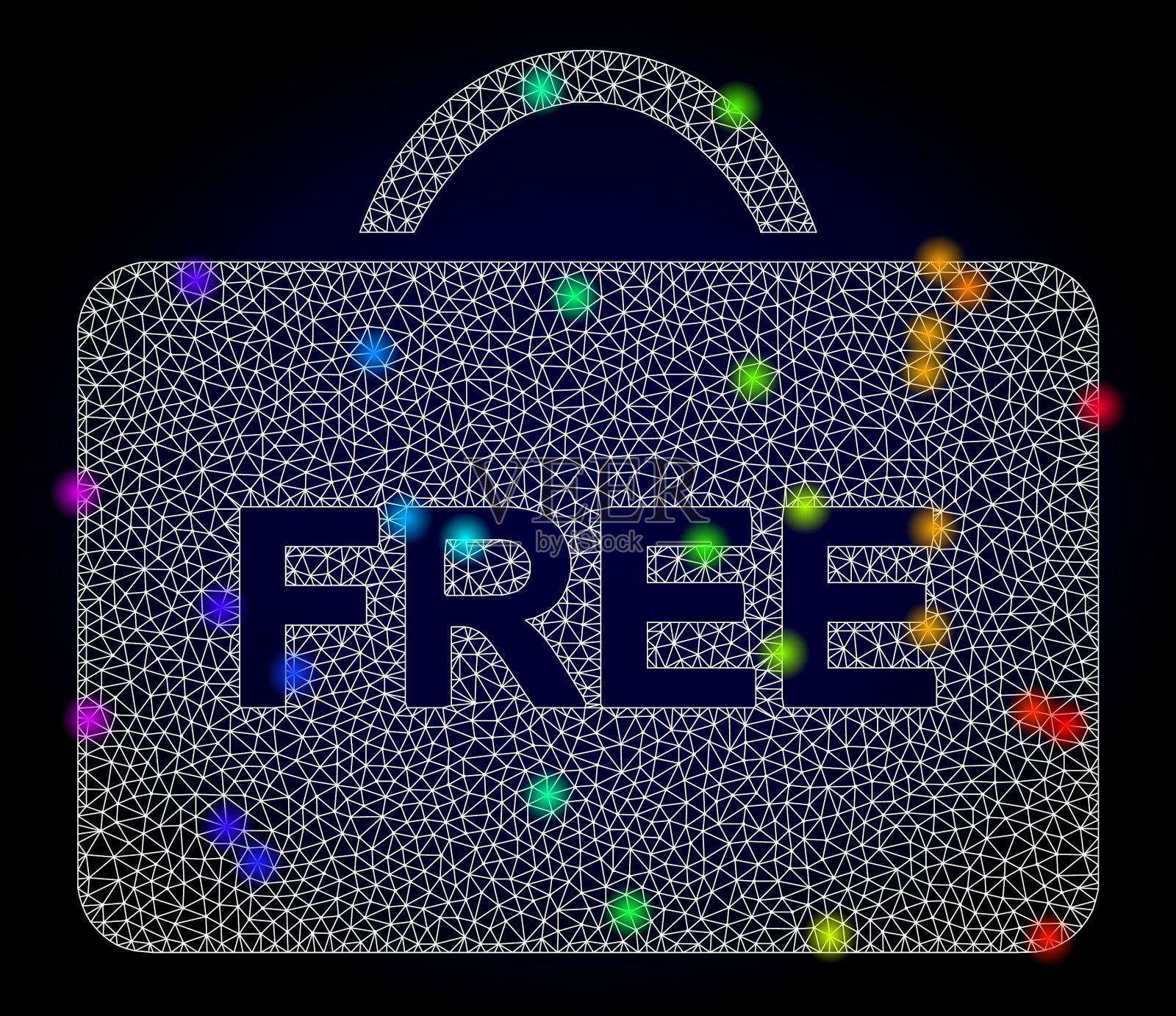 骨架网自由机箱与彩虹色插画图片素材