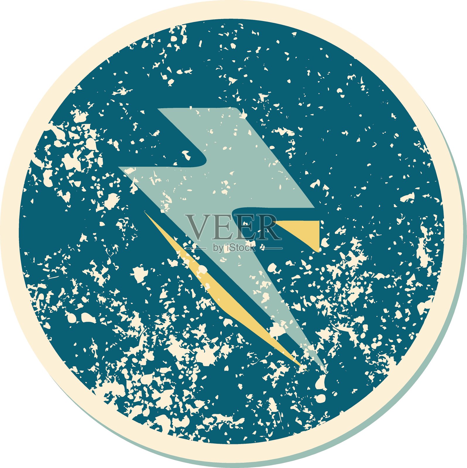 心疼贴纸纹身风格的闪电闪电图标插画图片素材