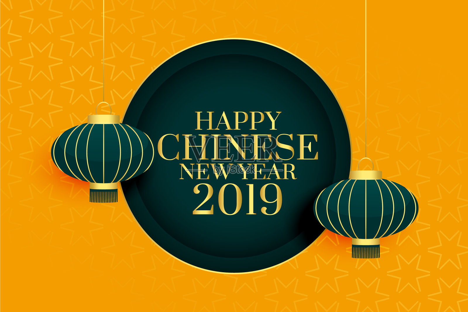 挂灯笼庆祝2019年春节快乐插画图片素材