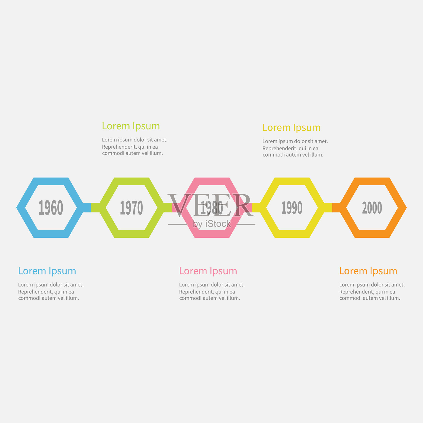 五步时间轴信息图彩色多边形插画图片素材