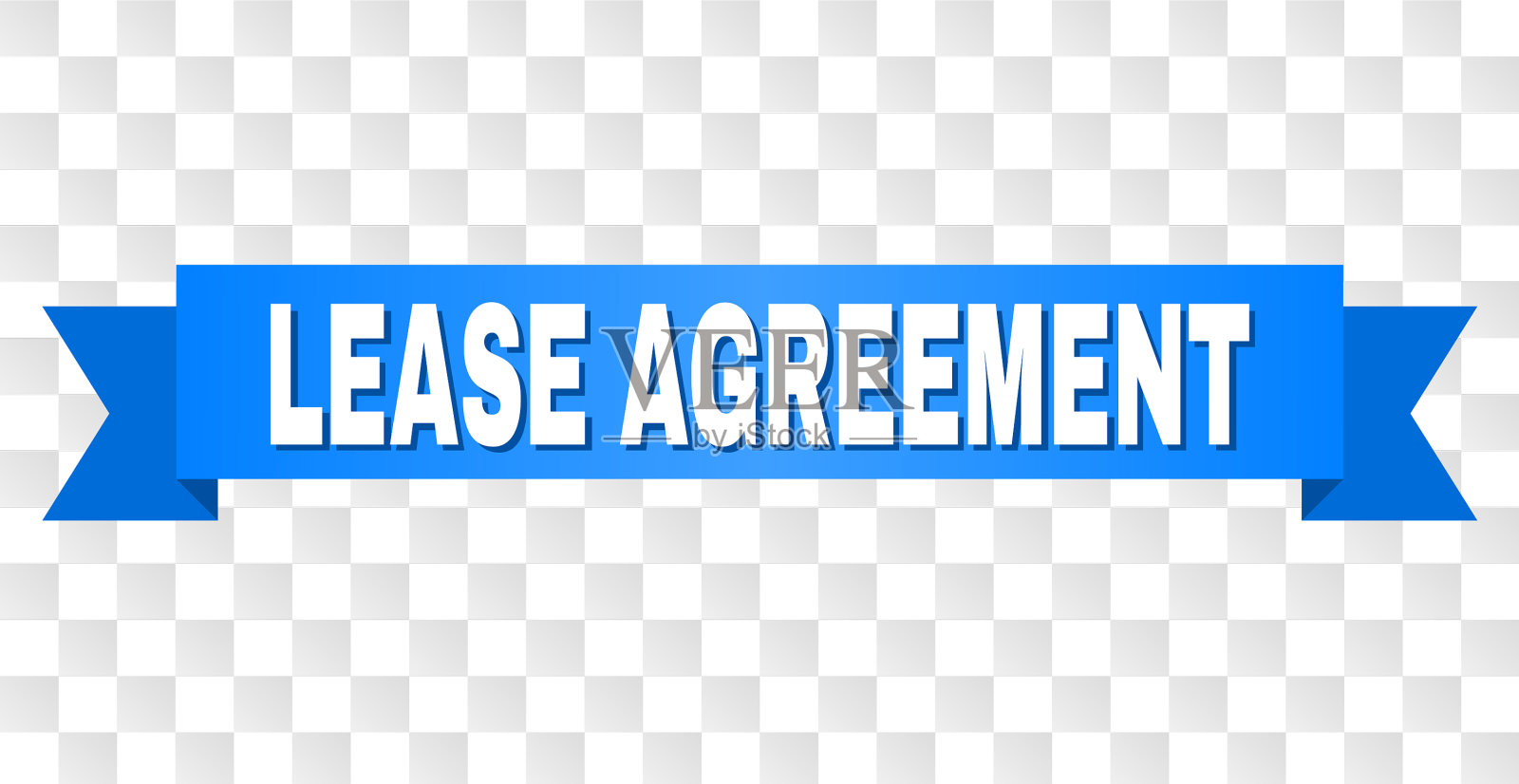 带有租赁协议文本的蓝色丝带插画图片素材