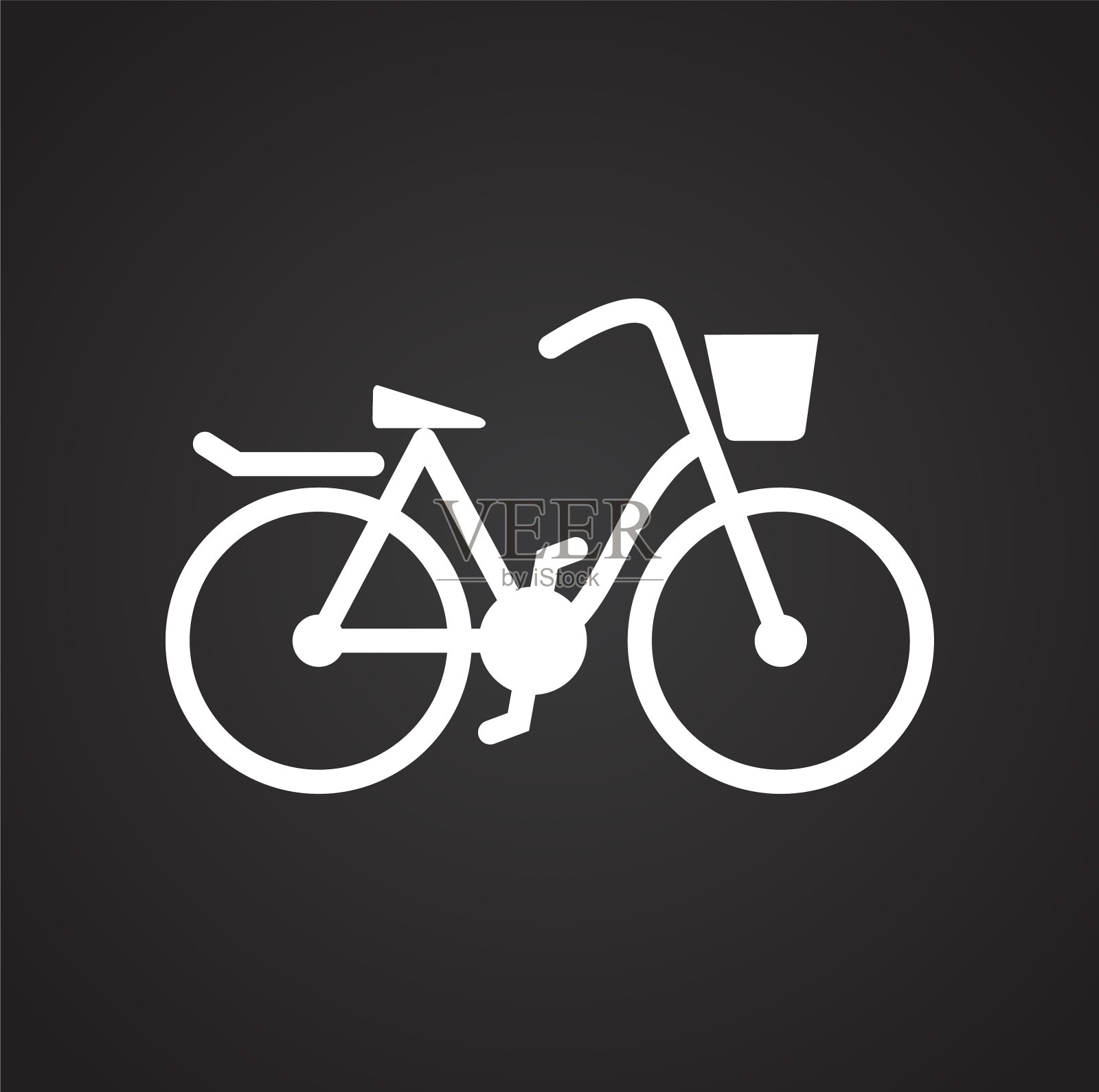 自行车图标上的黑色背景图形和图标素材