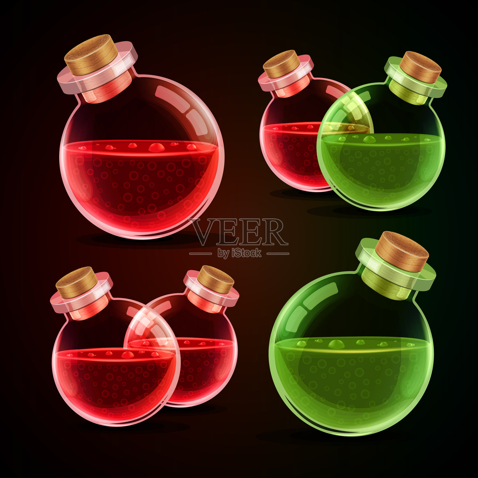 装有灵丹妙药的魔瓶插画图片素材