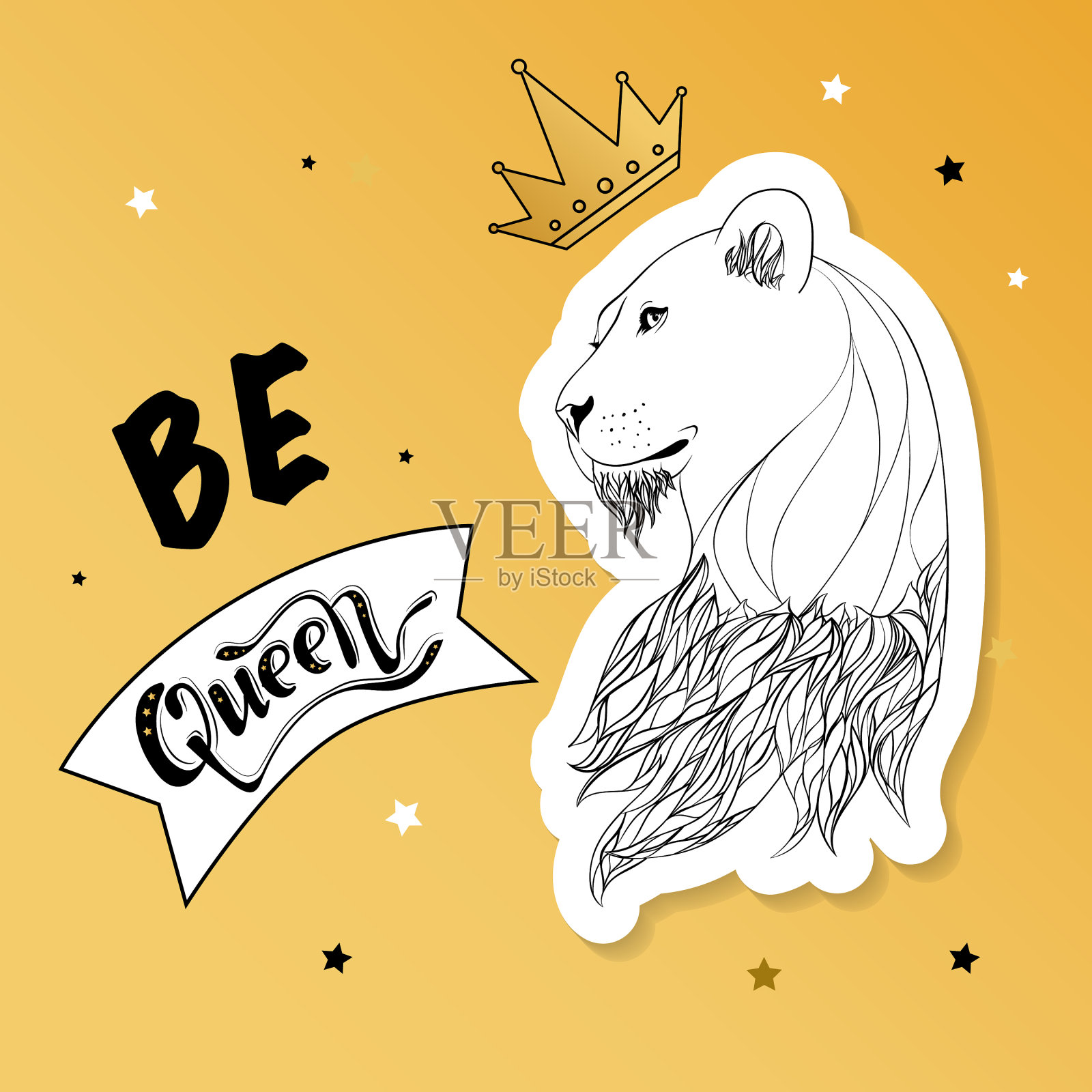 皇冠上的母狮，上面印着标语插画图片素材