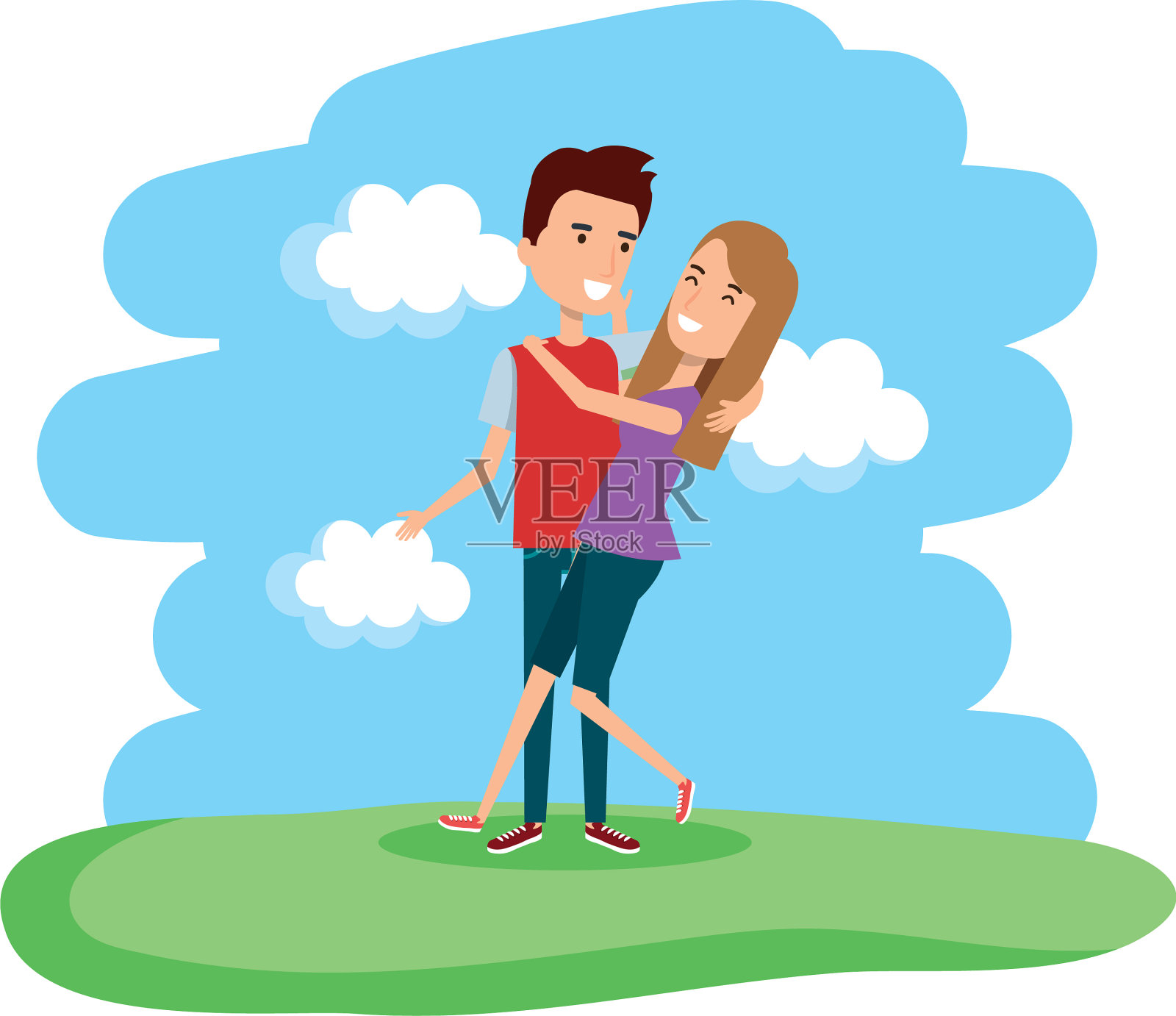 一对在风景人物设计元素图片