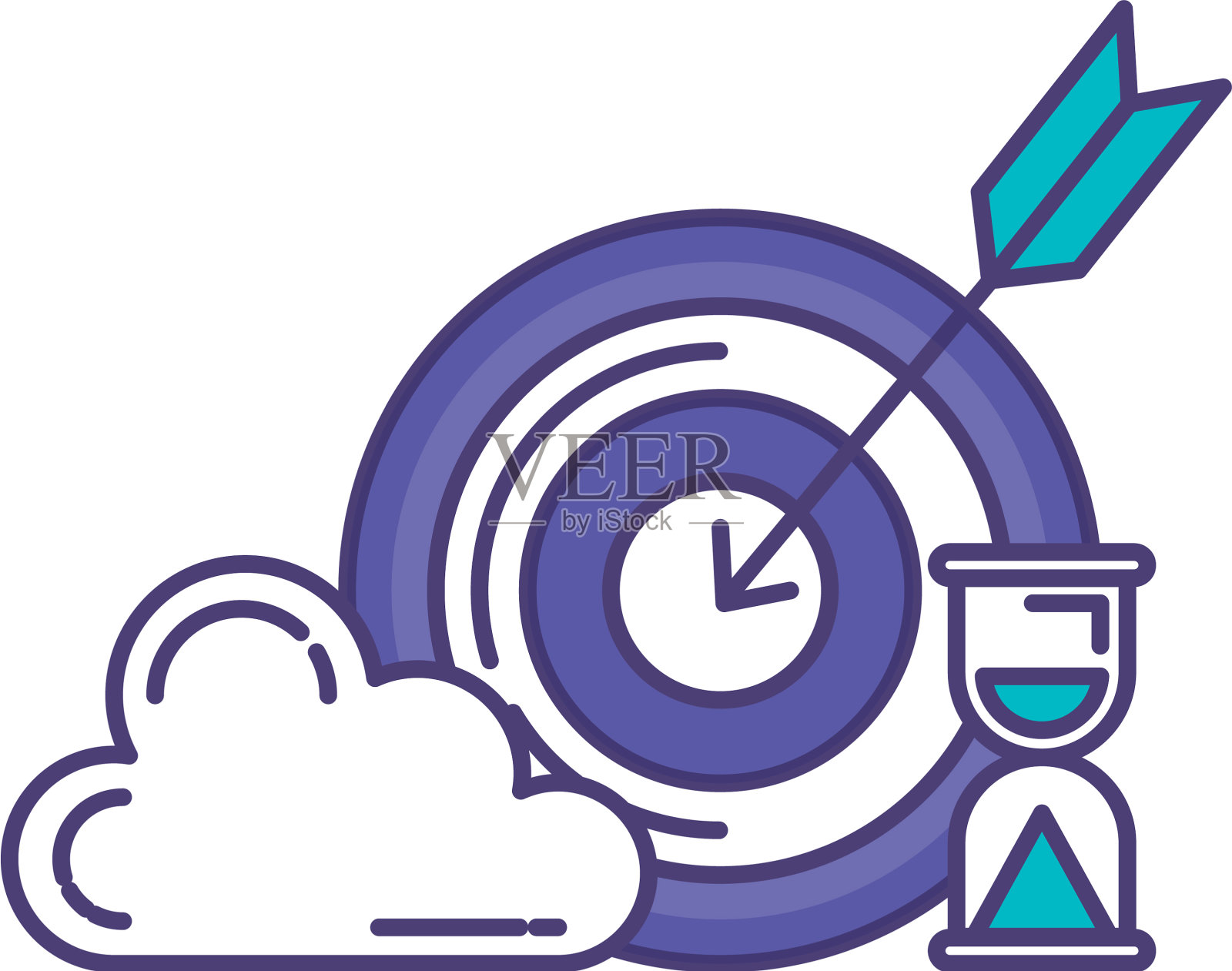 以云和沙漏为目标设计元素图片