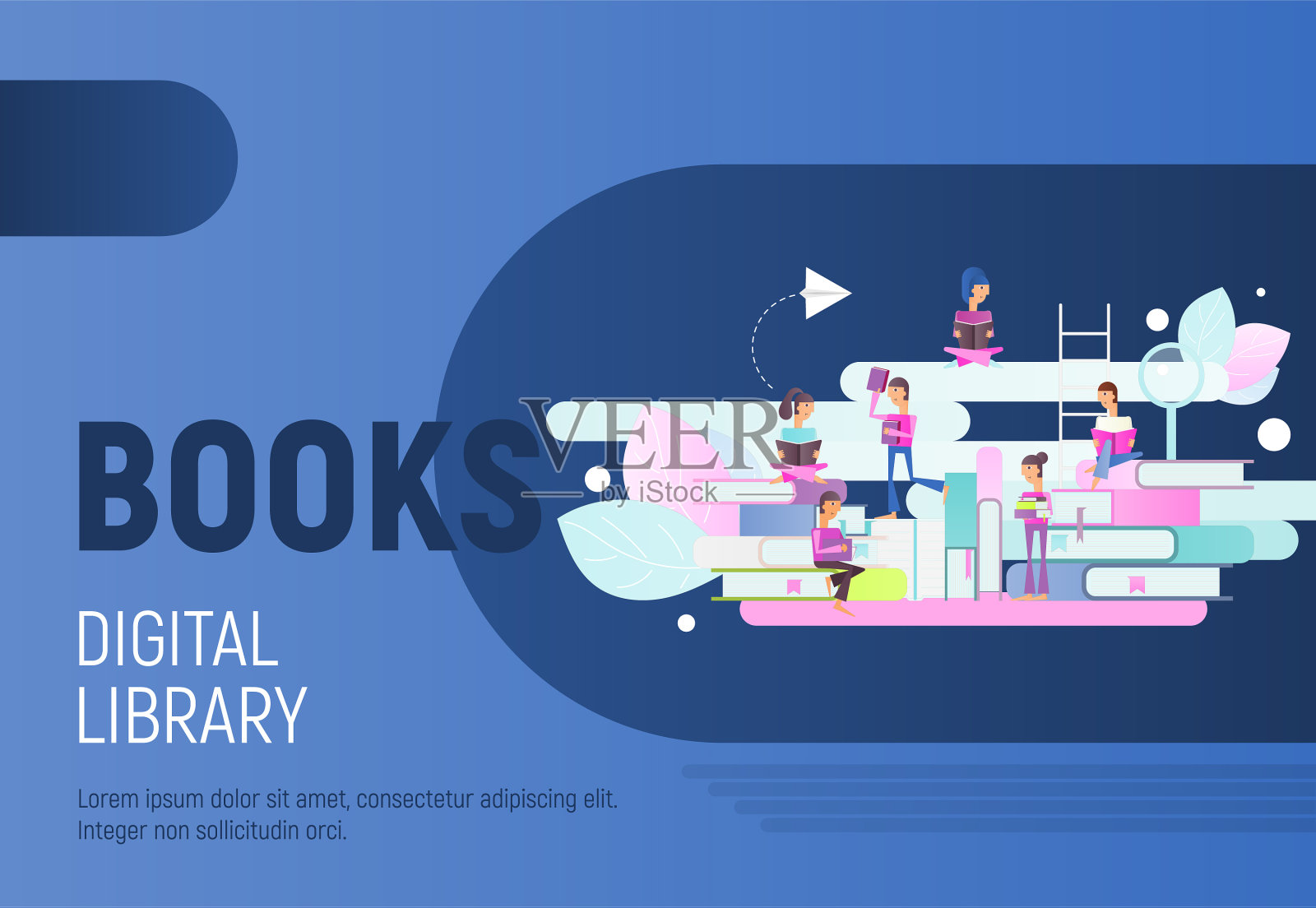 图书数字图书馆海报插画图片素材