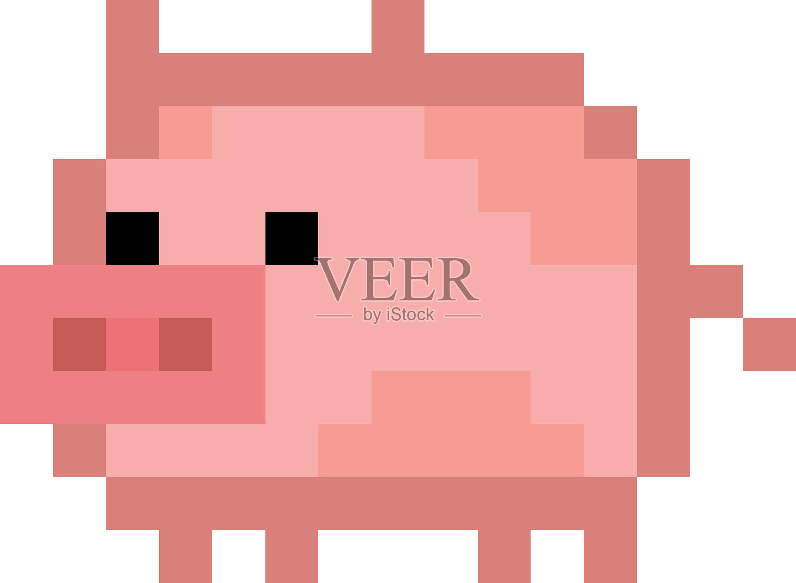 像素风格可爱的粉色小猪插画图片素材