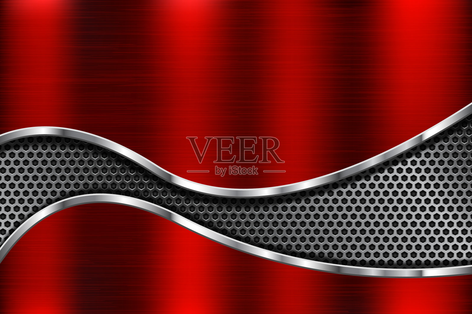 红色金属背景与穿孔元素插画图片素材