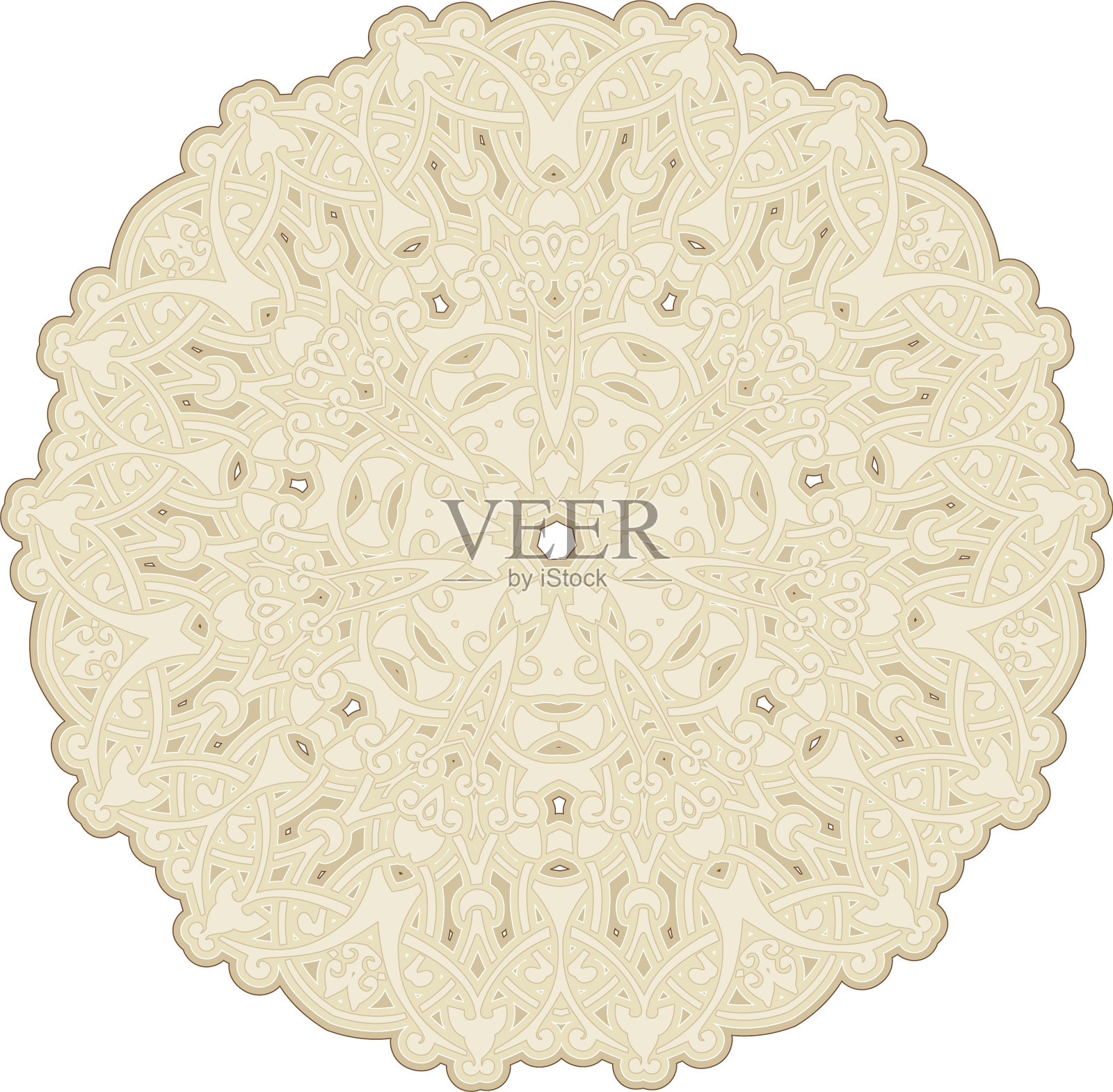 圆形五彩缤纷的传统花卉点缀插画图片素材