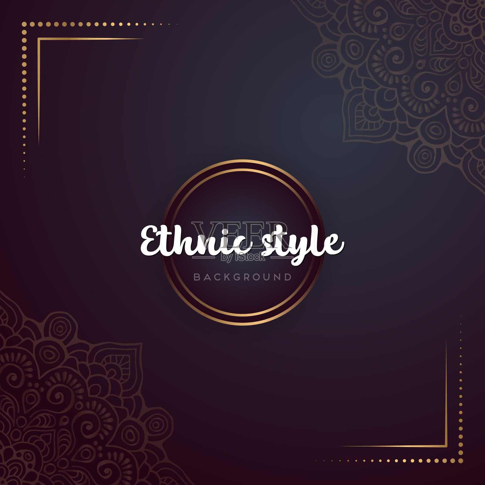 金色背景与曼陀罗插画图片素材