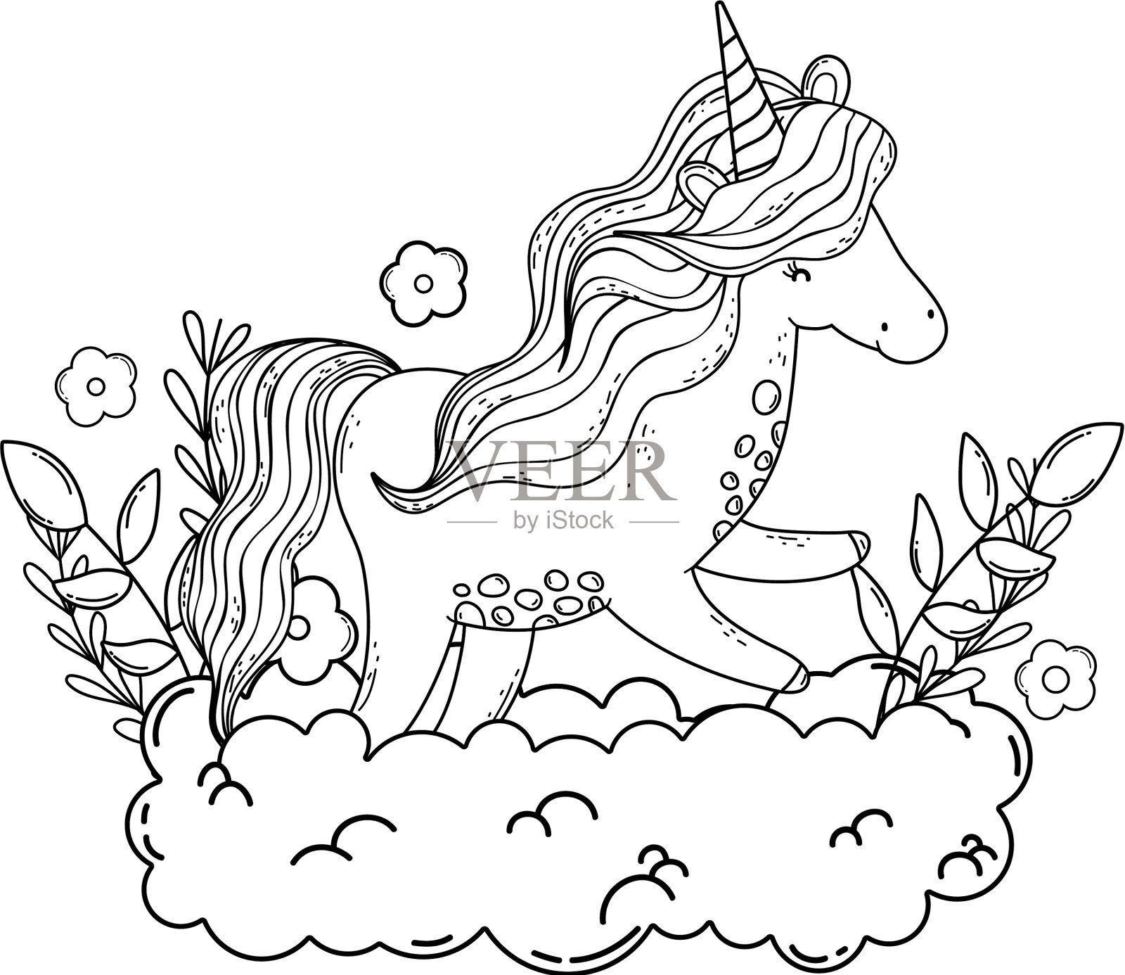 云里美丽的小独角兽设计元素图片