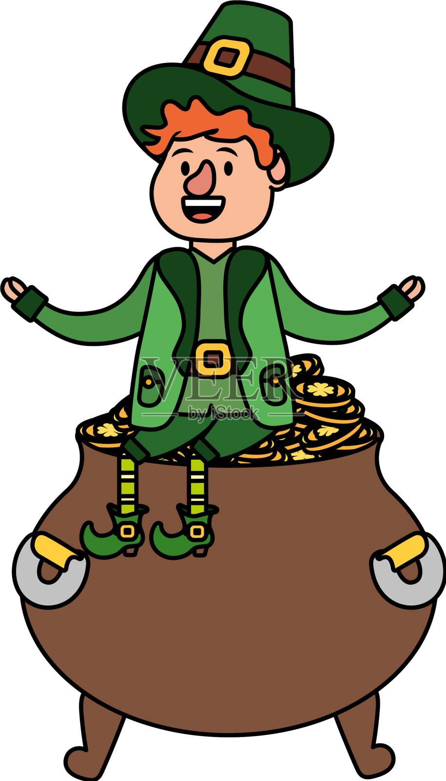 带着一罐金子的小妖精设计元素图片