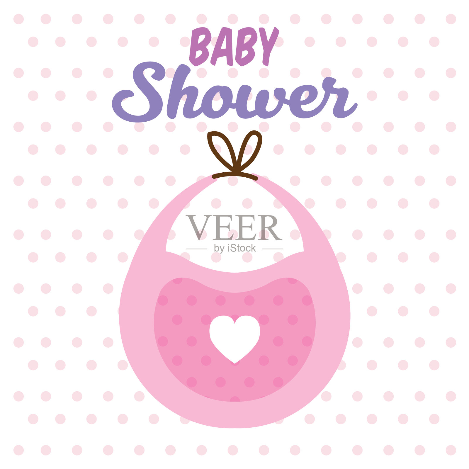 婴儿沐浴卡和围嘴插画图片素材