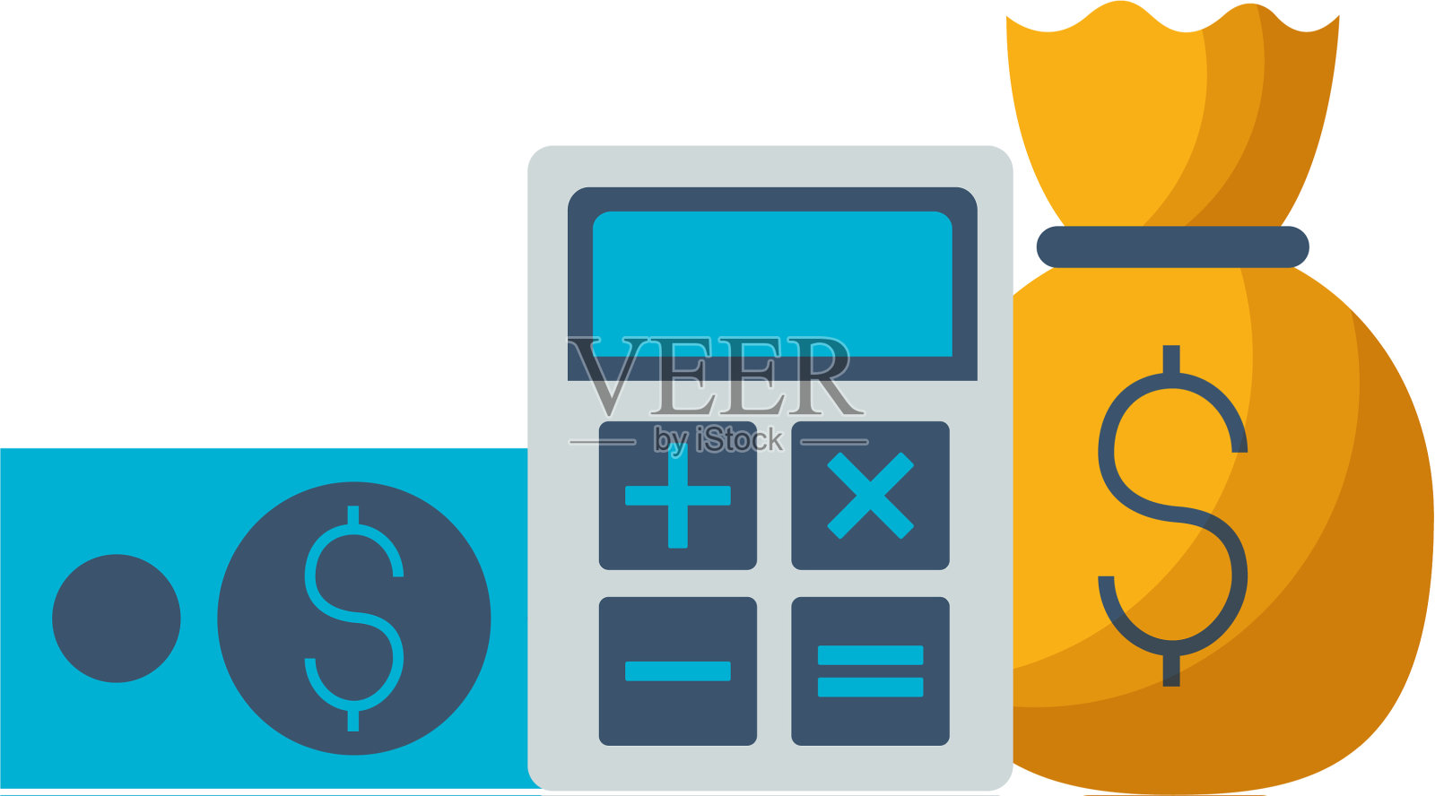 钱袋计算器钞票设计元素图片