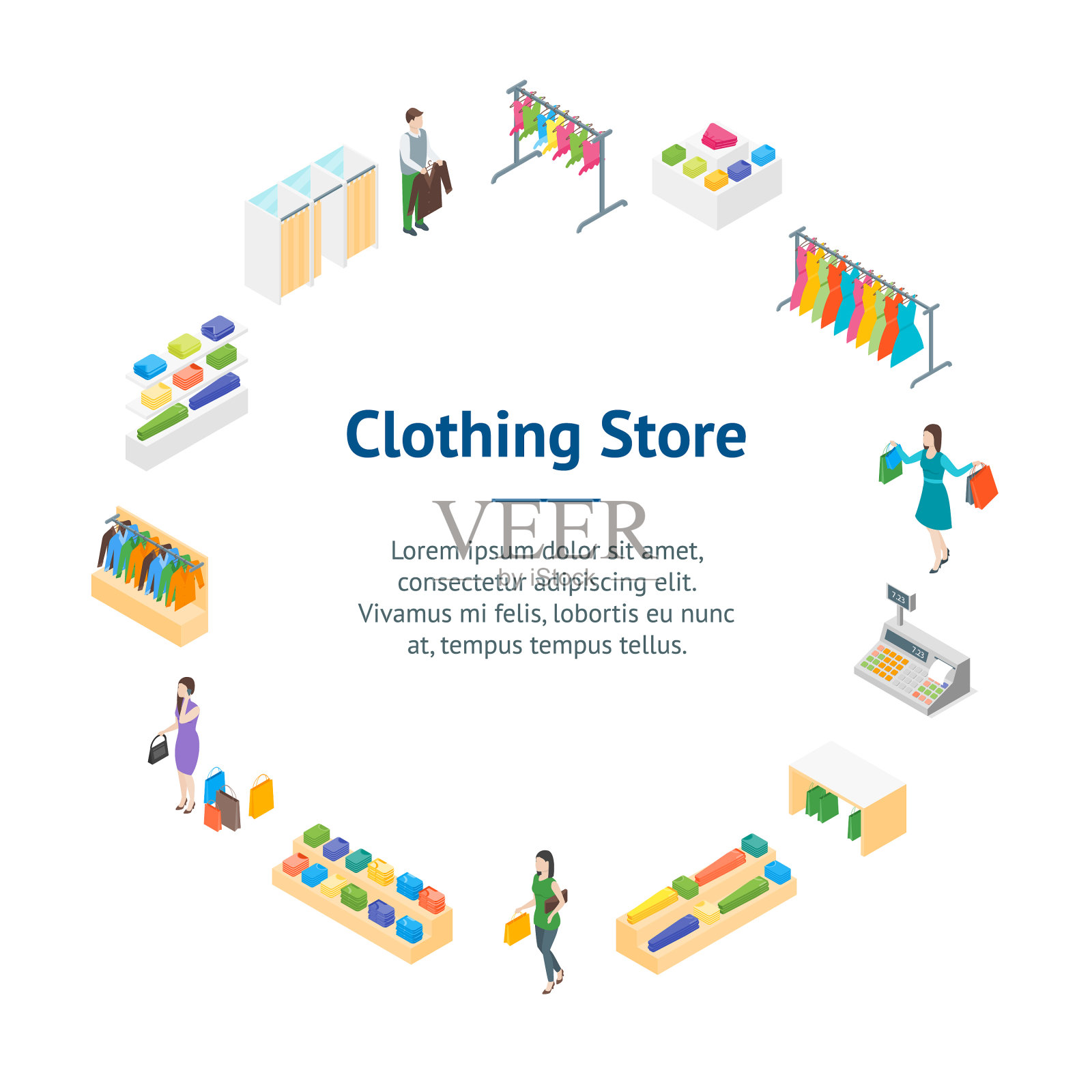 服装店室内家具横幅卡设计模板素材