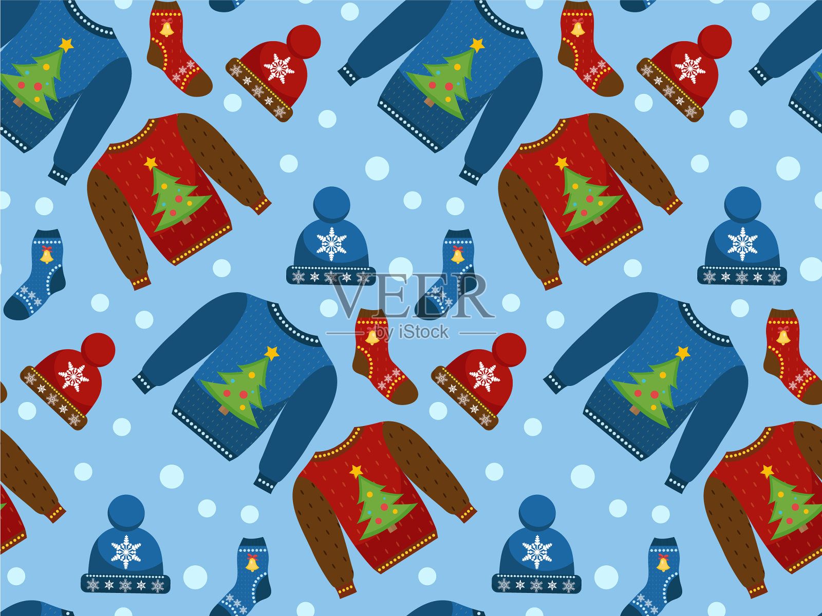 节日圣诞无缝图案冬装插画图片素材