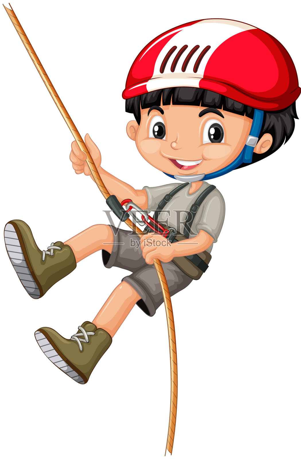 一个男孩在攀爬绳子设计元素图片