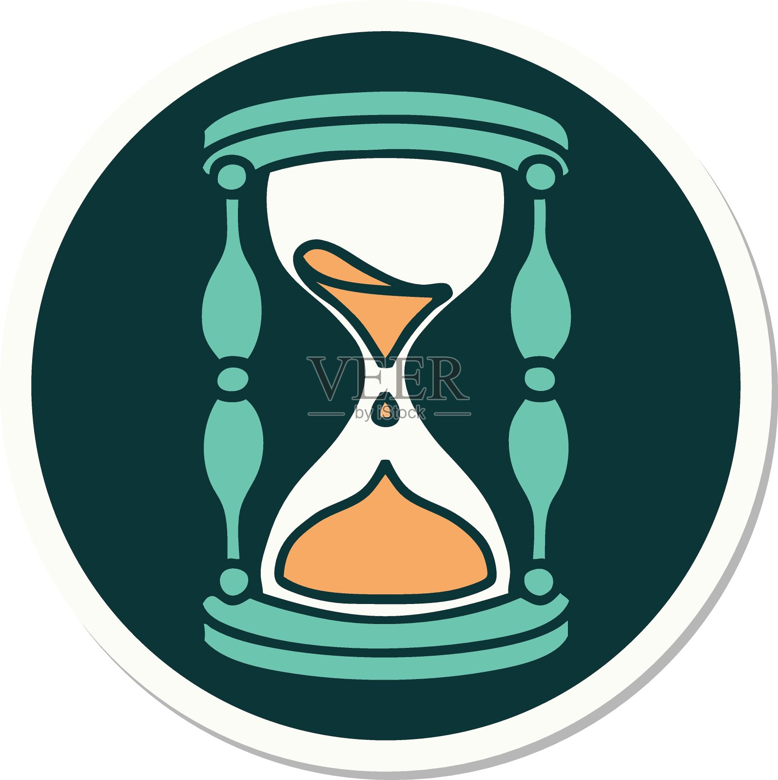 一个沙漏的纹身贴纸插画图片素材