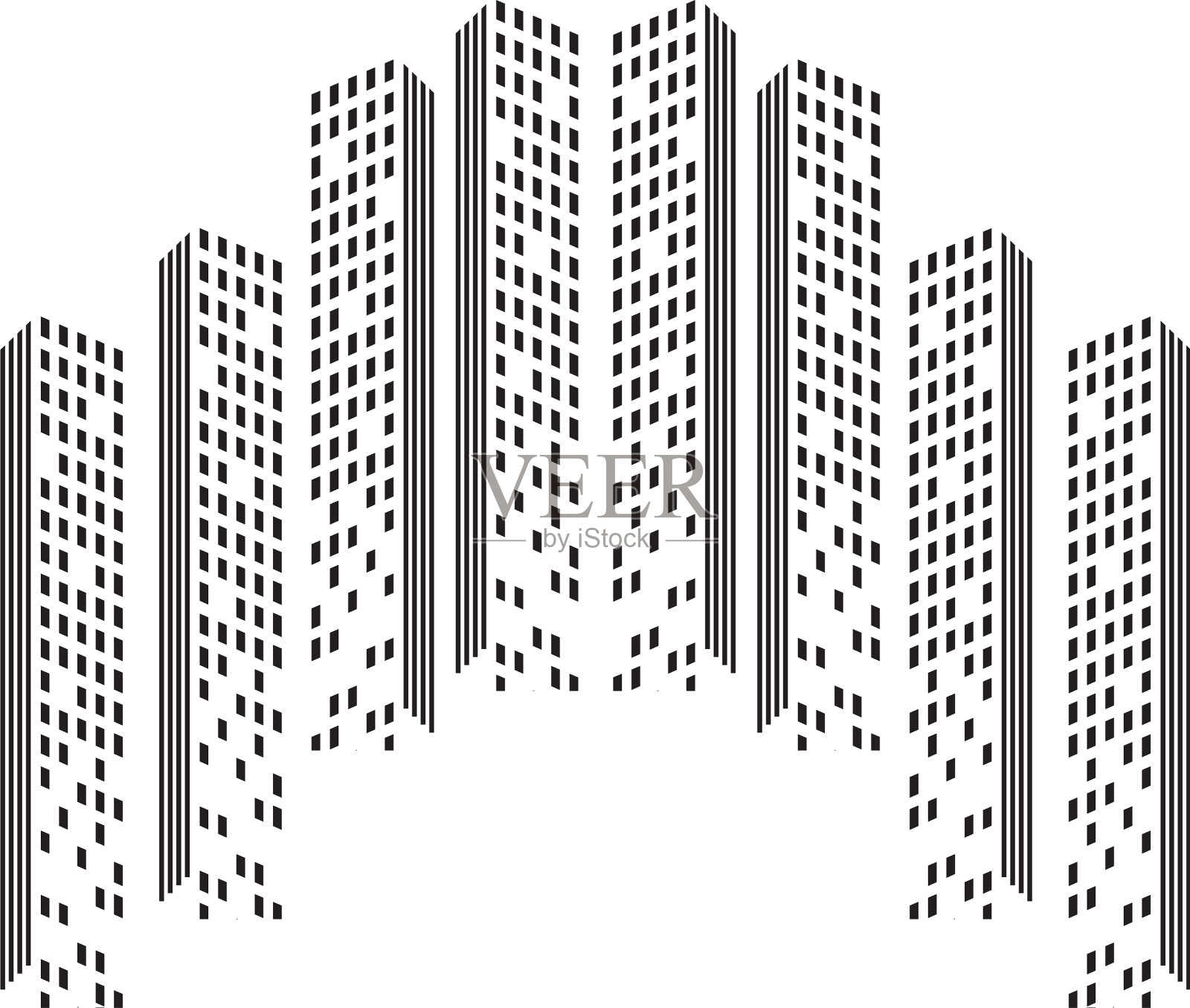 现代城市的天际线，城市的剪影插画图片素材