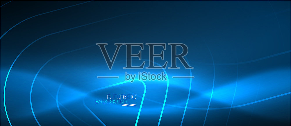 霓虹发光的科技线条，高科技的未来主义插画图片素材