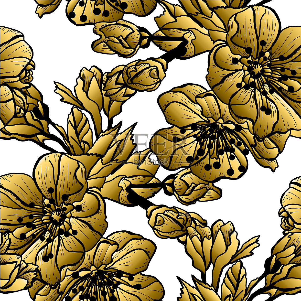 金色的无缝模式插画图片素材