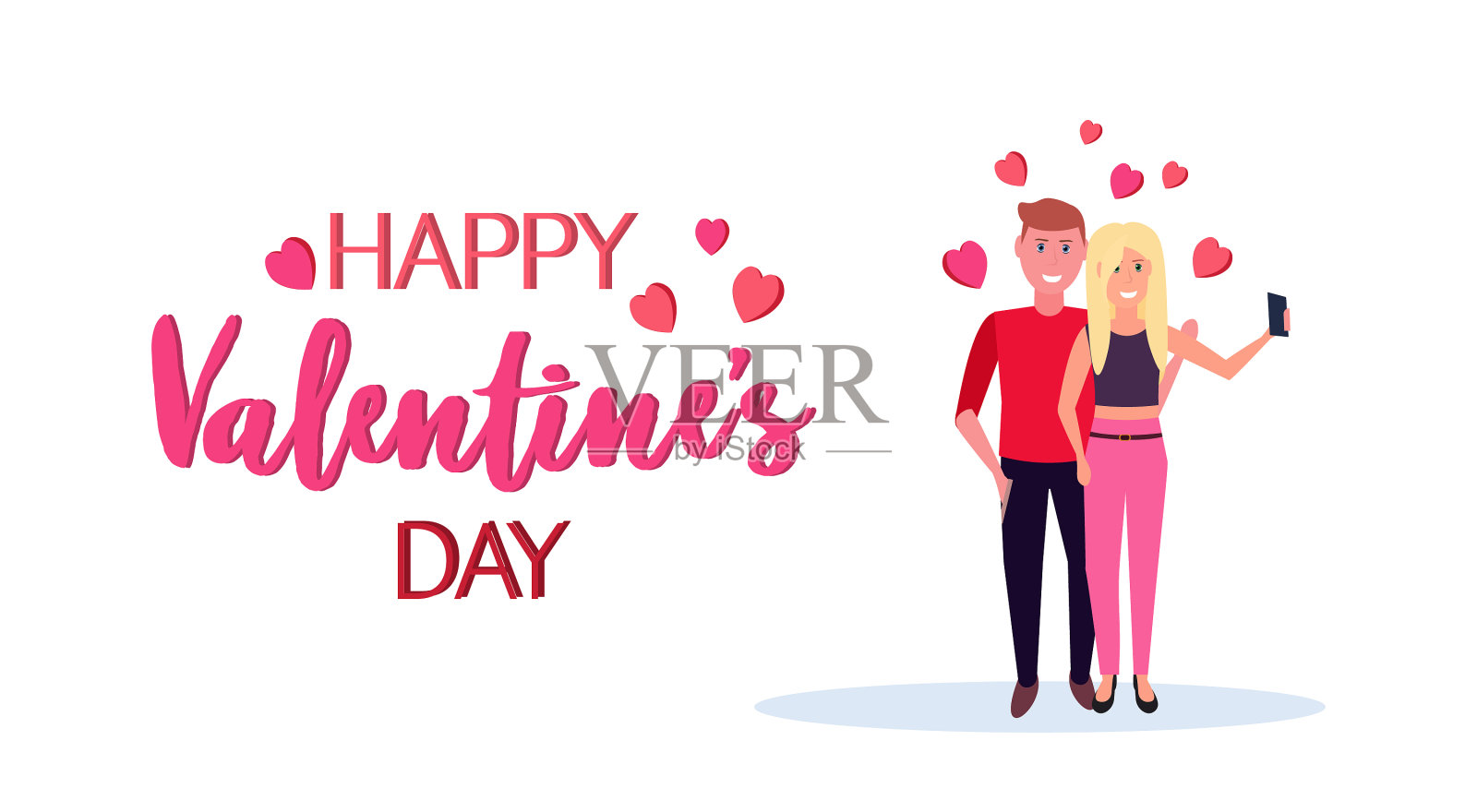 情侣用智能手机自拍设计元素图片