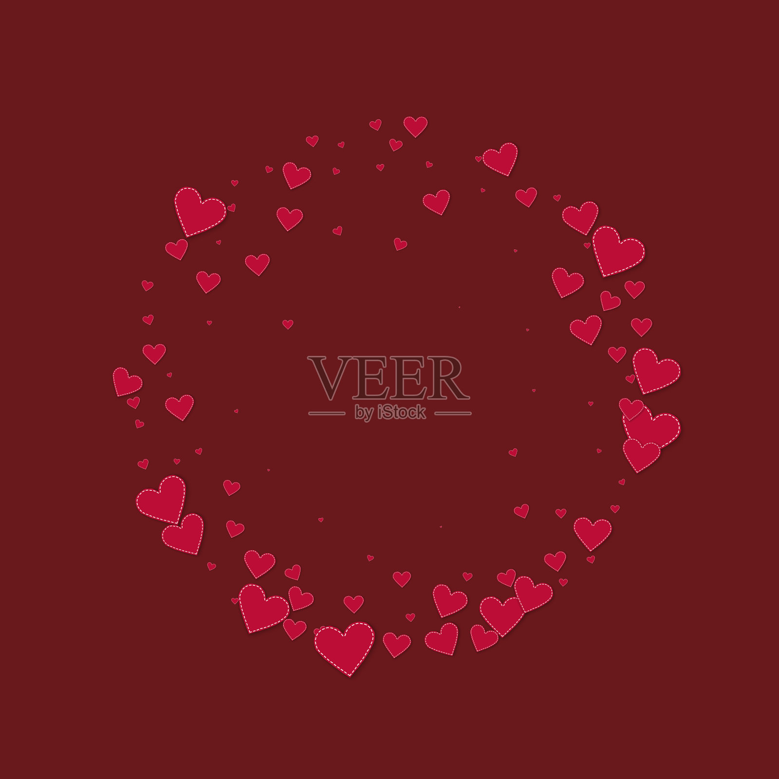 红心爱情纸屑情人节相框ec插画图片素材