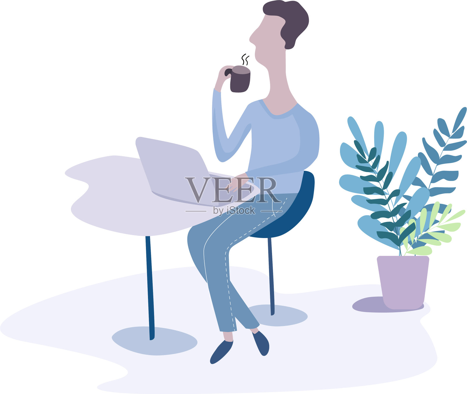 用笔记本电脑上网，喝酒的男人设计元素图片