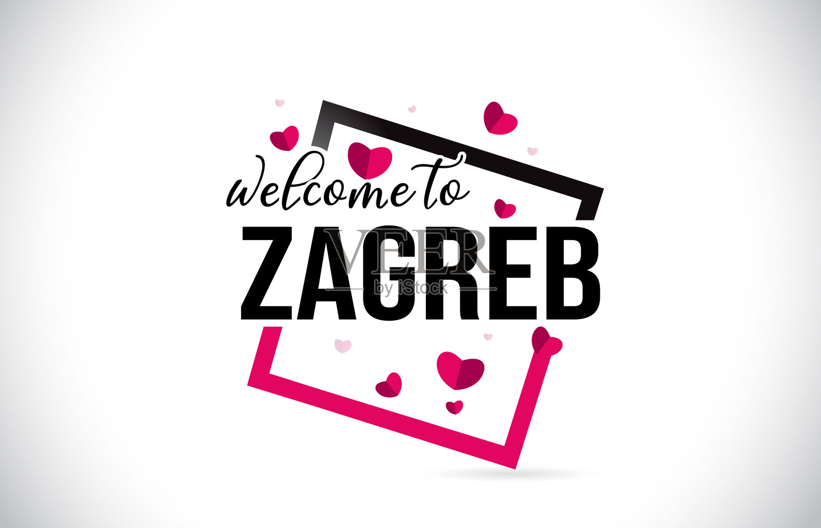 萨格勒布欢迎文字与手写字体插画图片素材