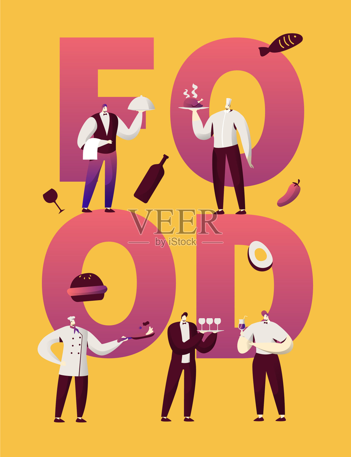 餐厅食物字符排版海报设计模板素材