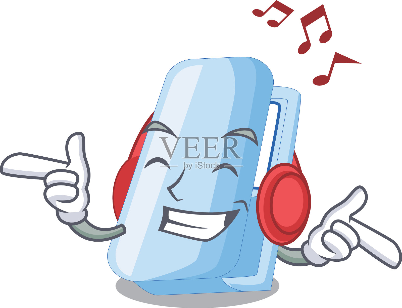 听音乐的卡通订书机上面木制的设计元素图片