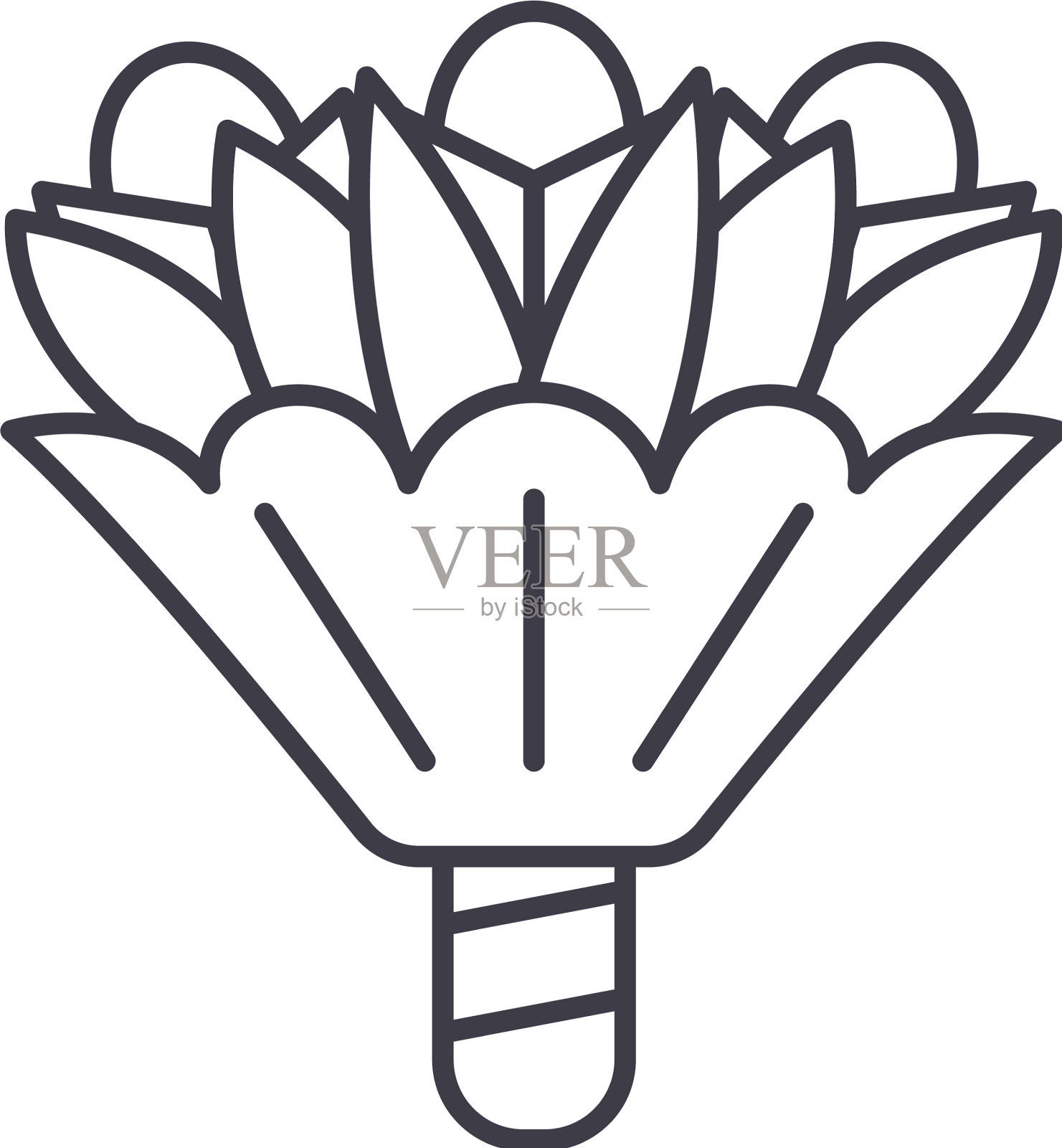 花束的花线图标概念花束设计元素图片