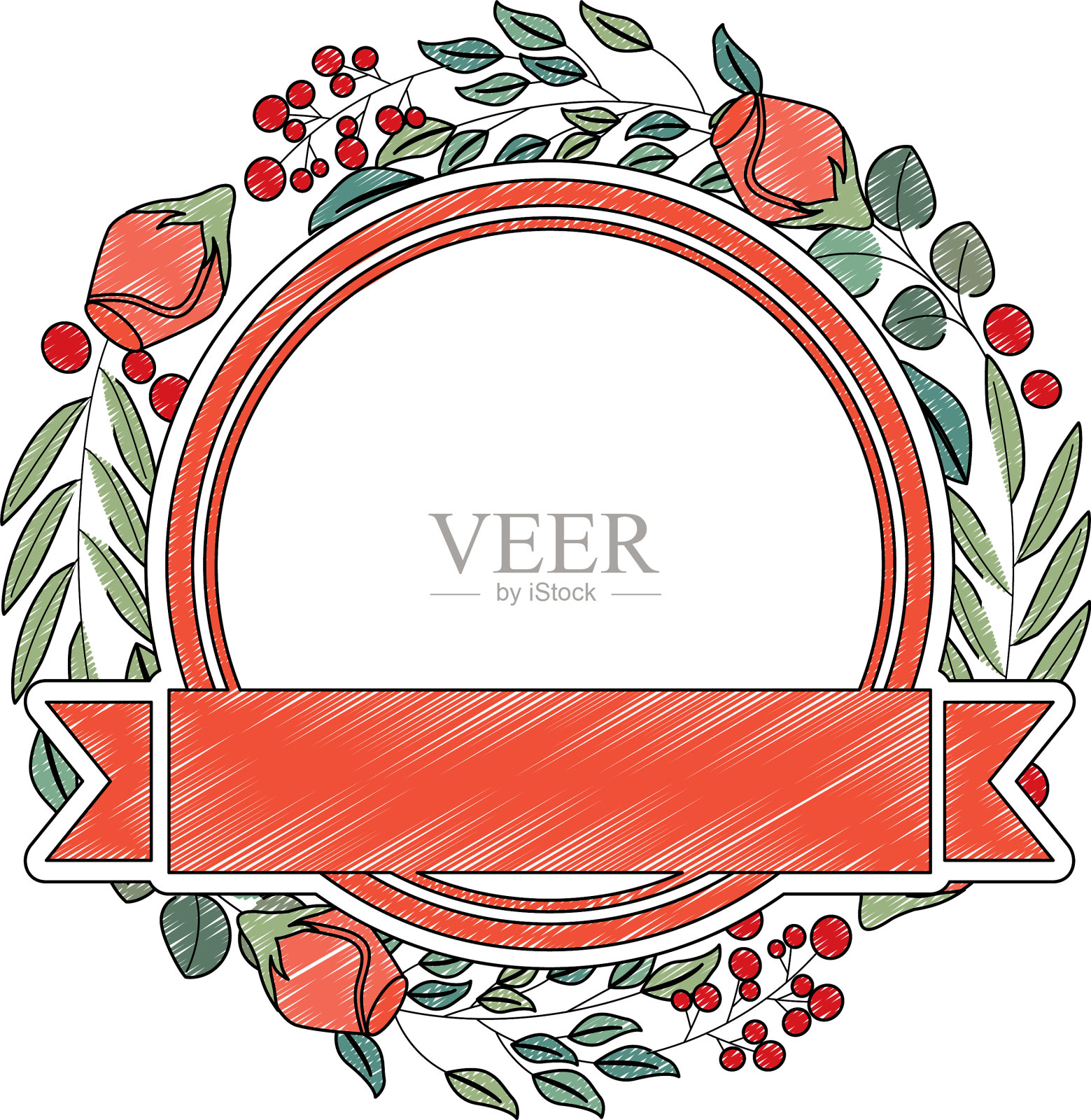 框架与玫瑰花美丽的丝带设计元素图片