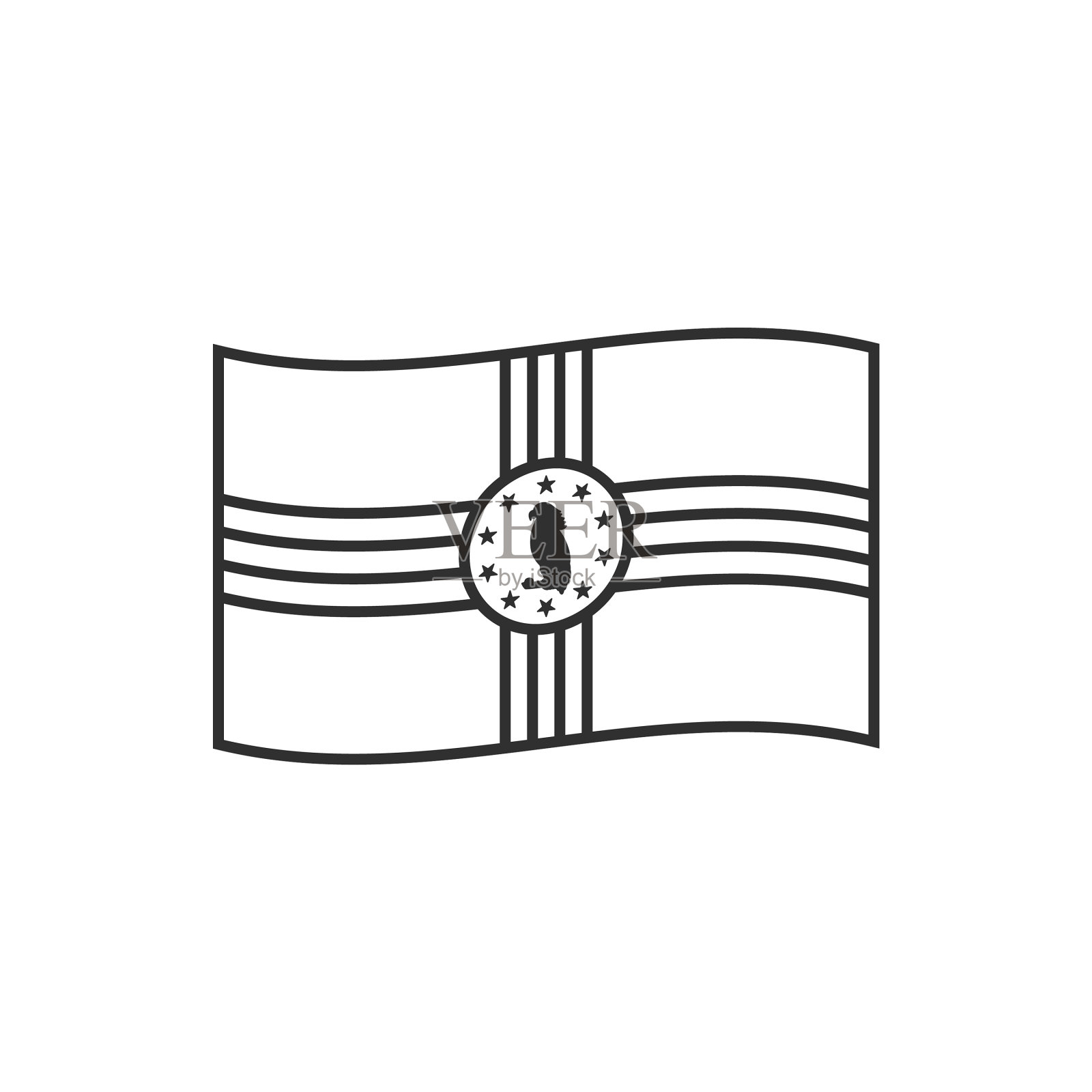 多米尼加国旗图标在黑色轮廓平面设计图标素材