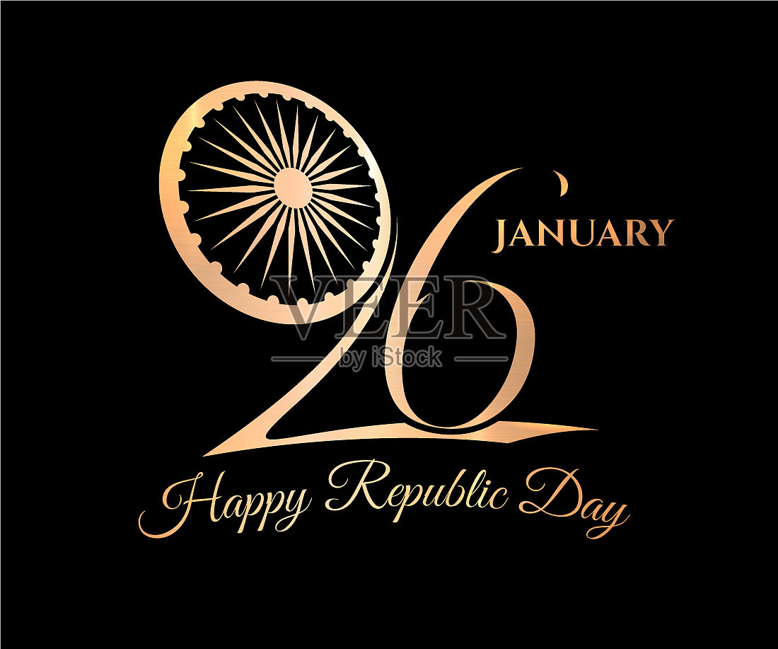 印度共和国日1月26日概念金插画图片素材