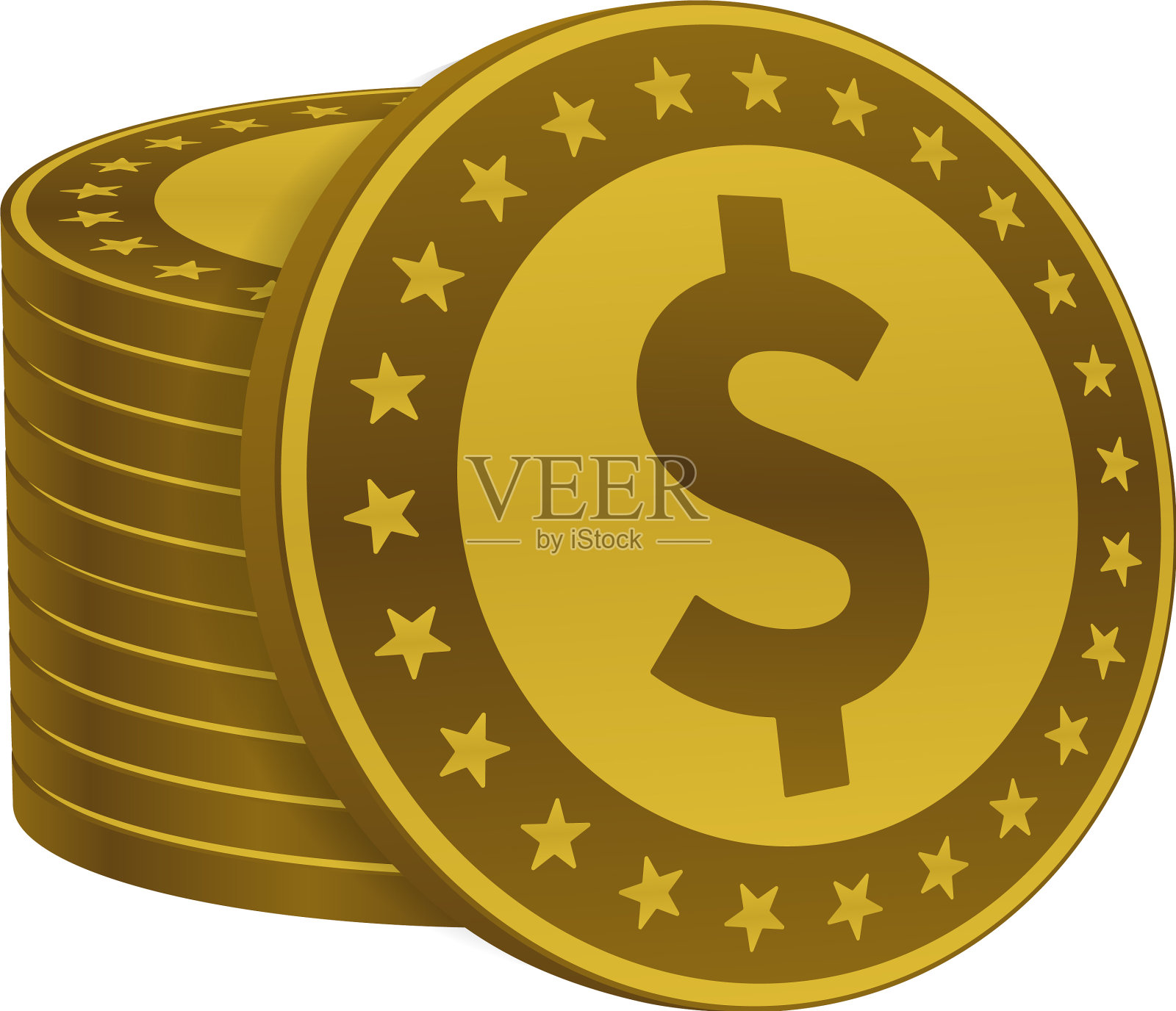 美元硬币可以堆叠货币符号插画图片素材