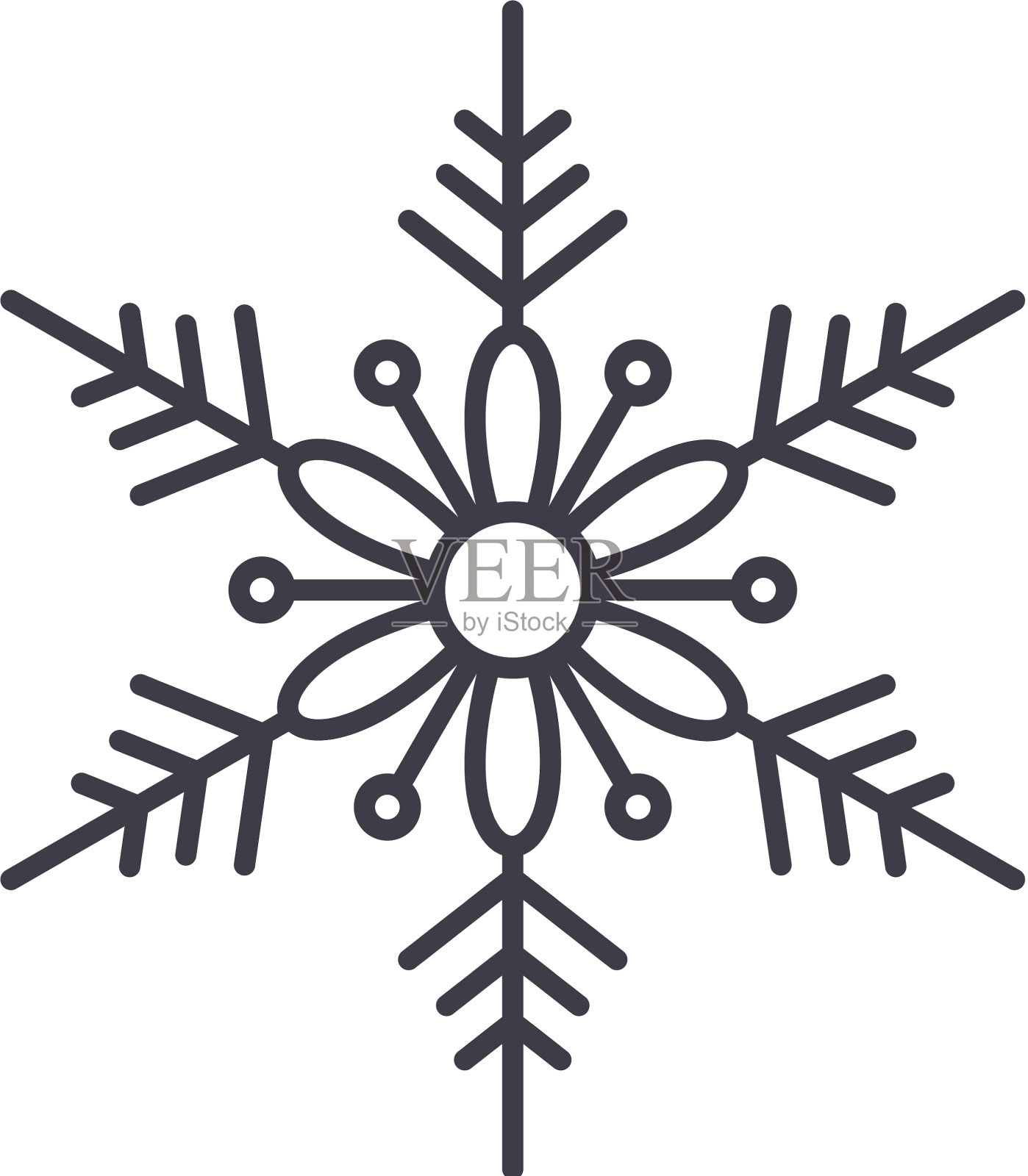 可爱的雪花线图标概念可爱的雪花设计元素图片