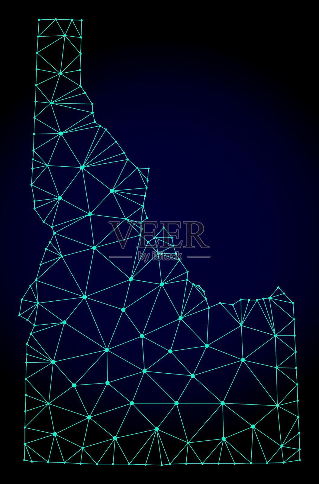 爱达荷州的多边形胴体网格地图插画图片素材