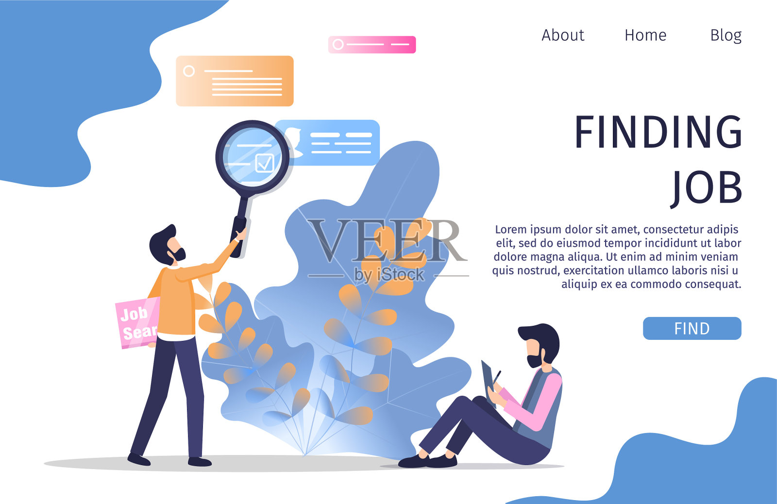 男人的性格找到了公司的工作插画图片素材