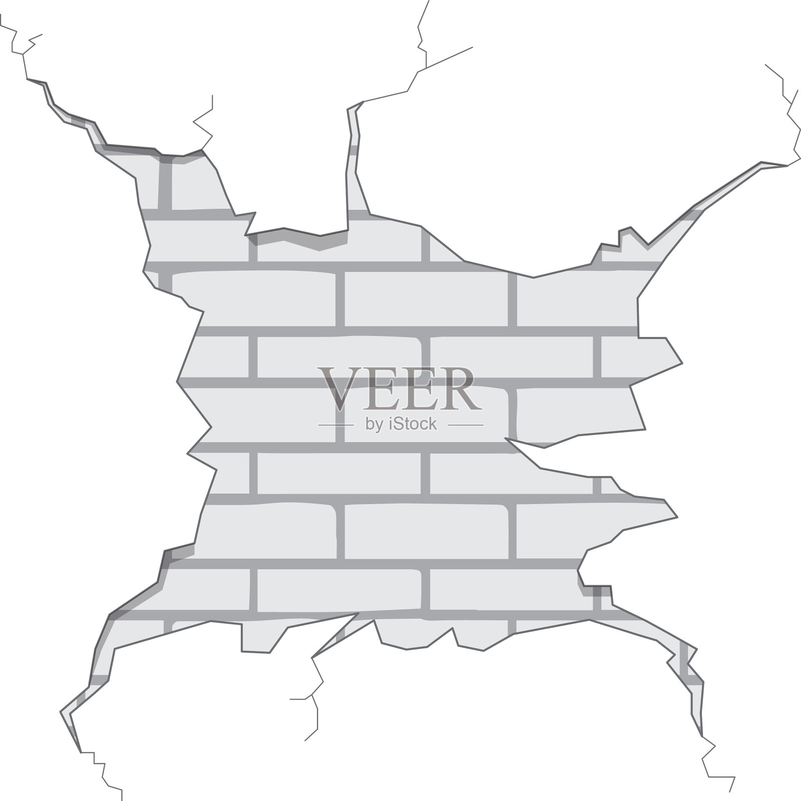 孤立砖墙裂缝插画图片素材