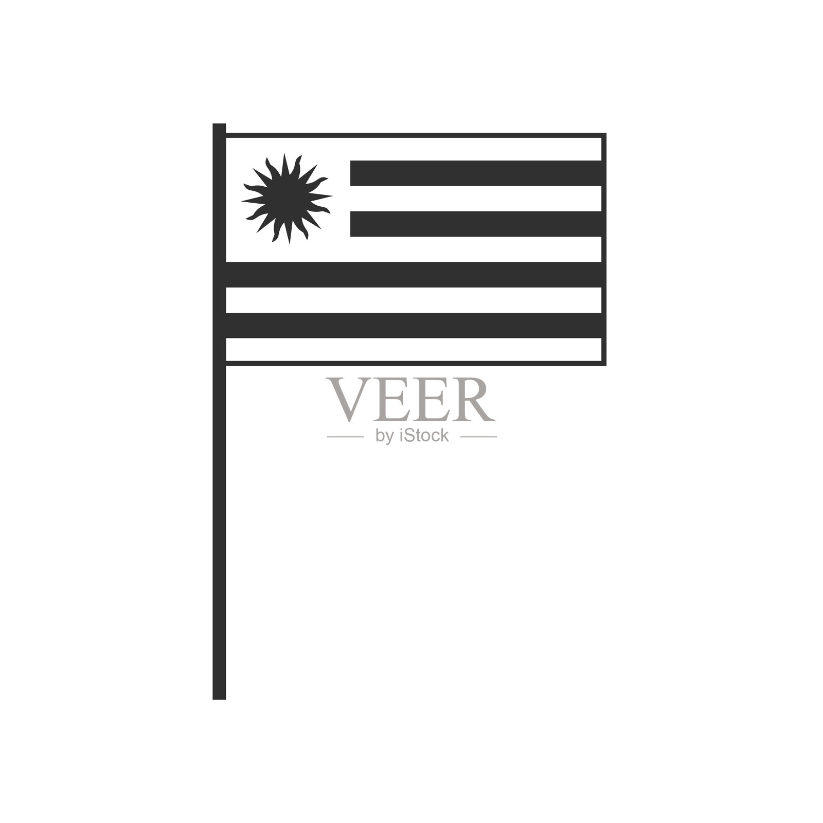 乌拉圭国旗图标黑色轮廓平面设计图标素材