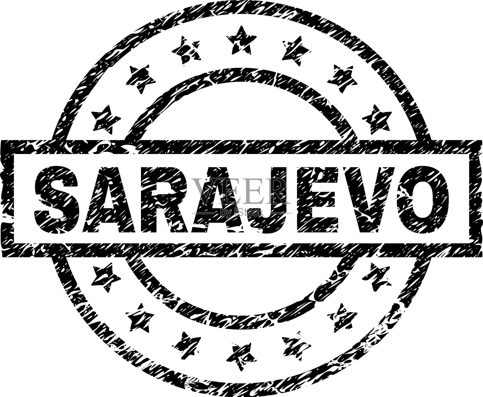 Grunge纹理萨拉热窝邮票印章插画图片素材