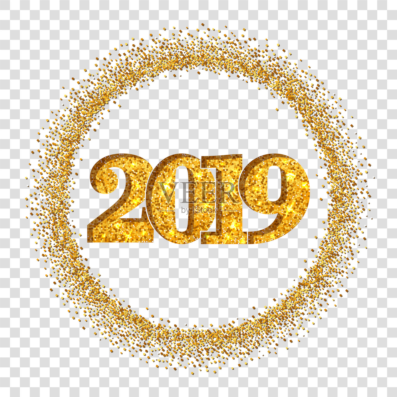 祝新年金灿灿号码2019圆插画图片素材