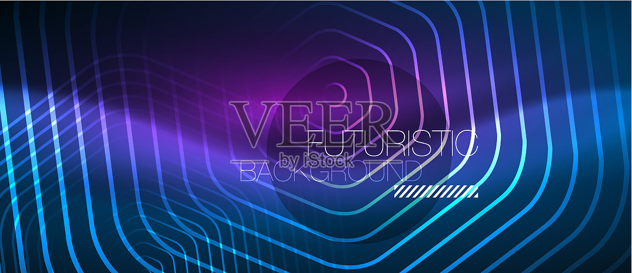 霓虹发光线魔术能量空间蓝光插画图片素材