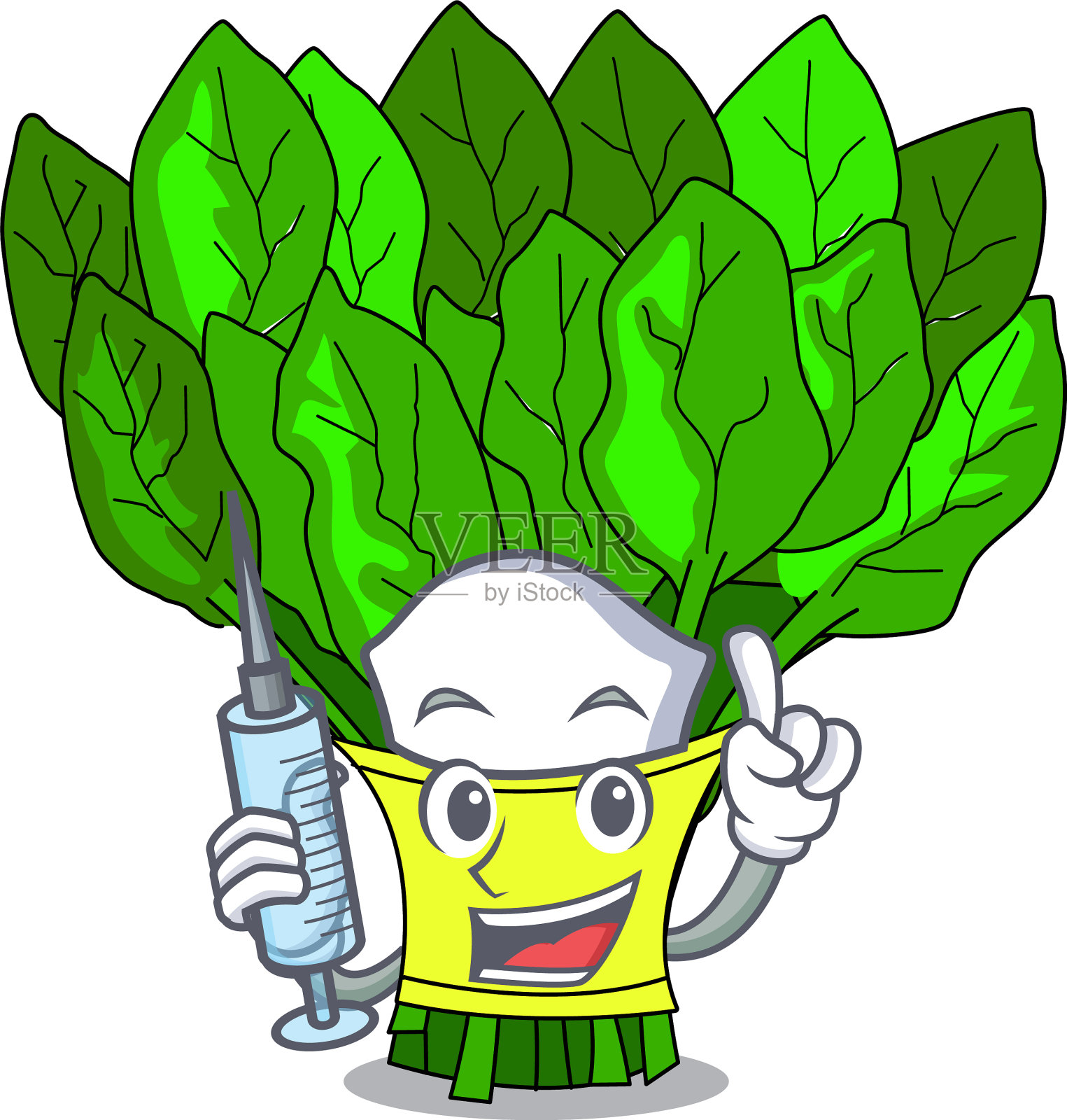 护士蔬菜菠菜卡通盘子插画图片素材