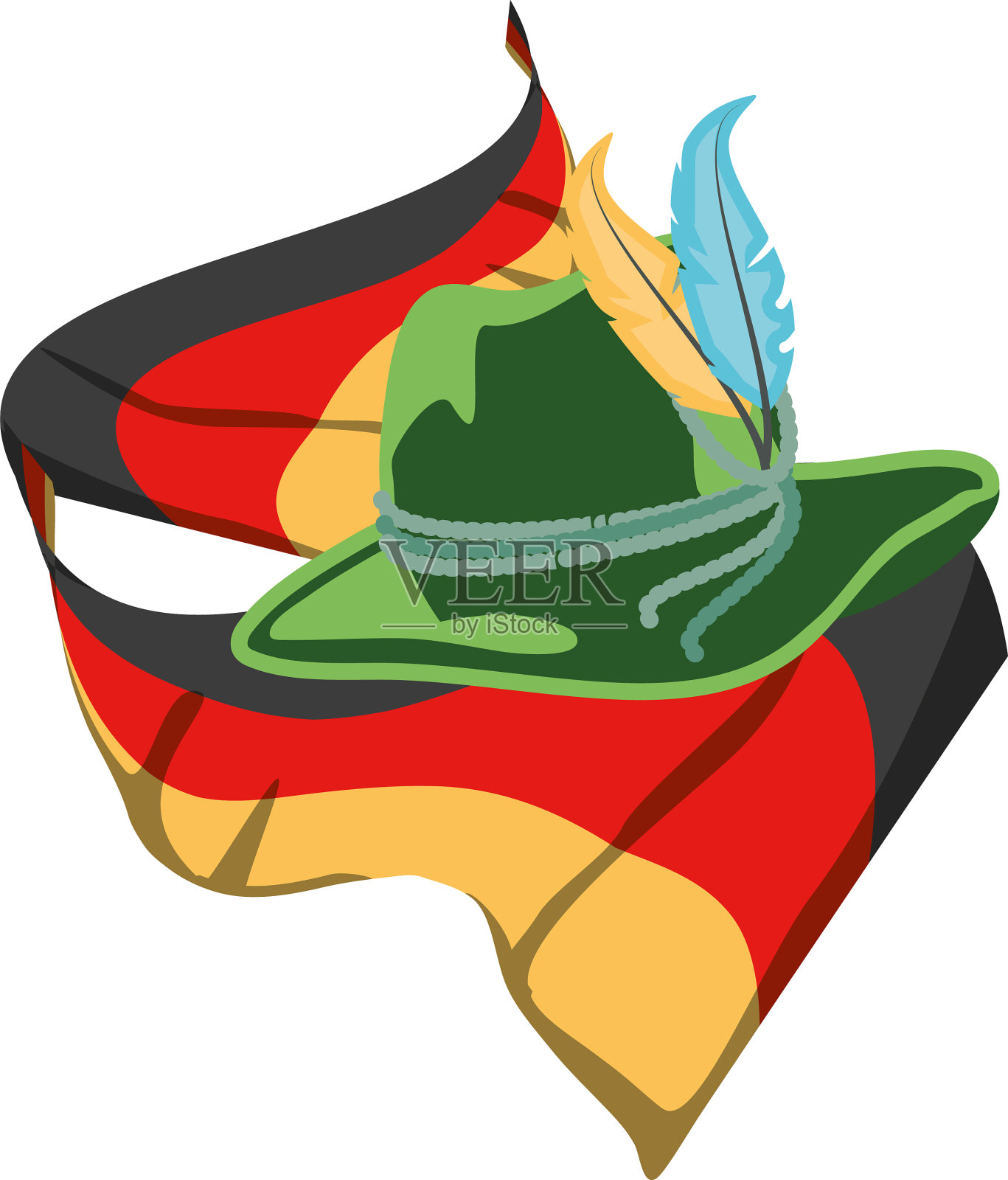 提洛尔帽和德国国旗啤酒节图标设计元素图片