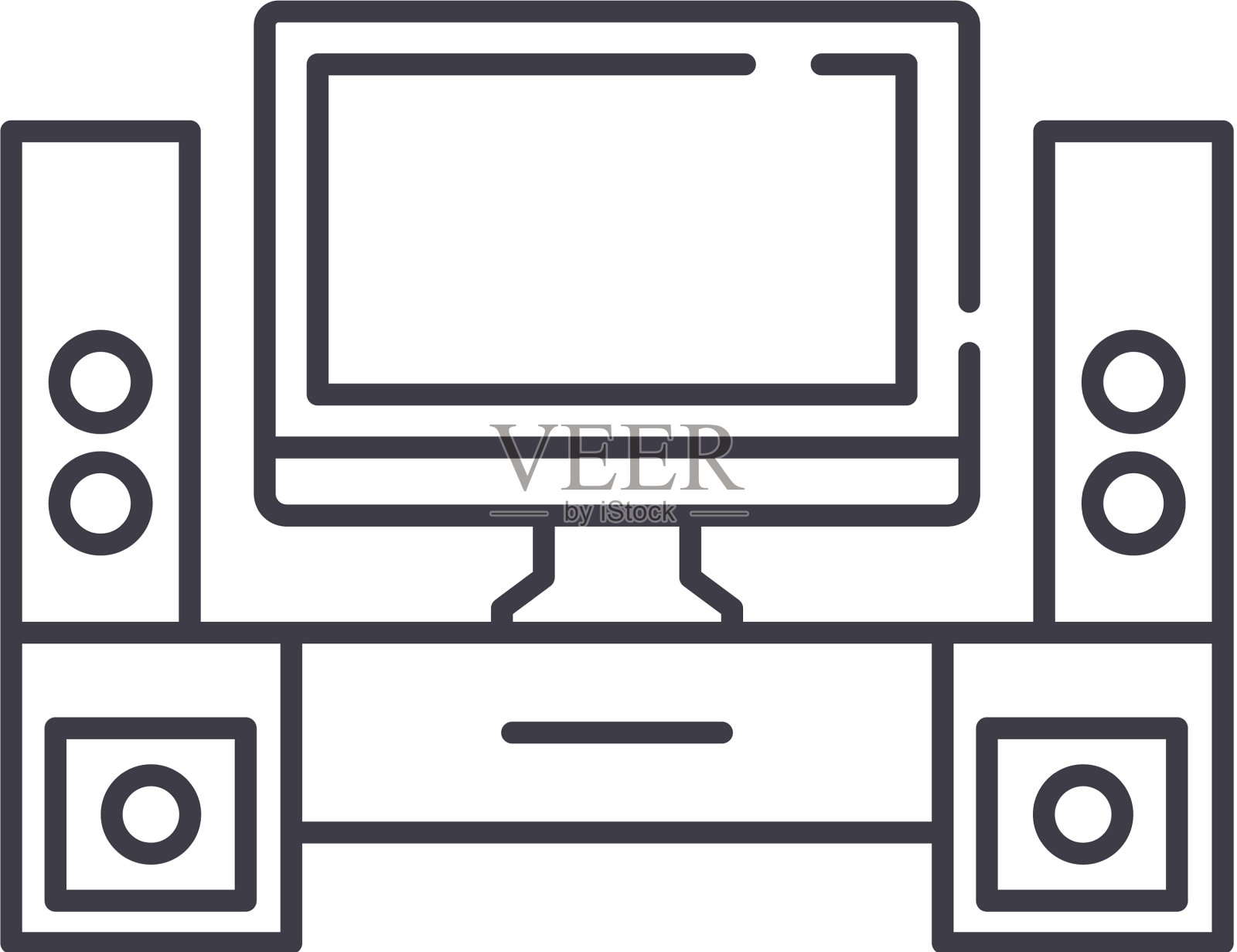 家庭影院线图标概念家庭影院设计元素图片