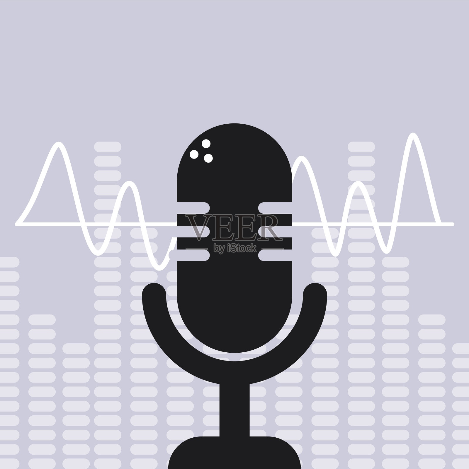 带有旧麦克风装置的横幅插画图片素材