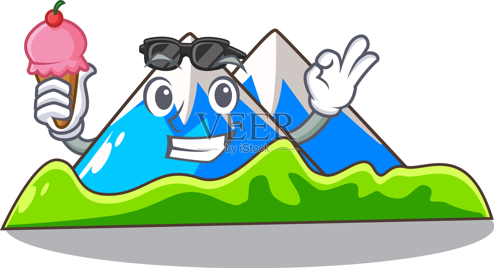 以冰淇淋迷你山为主角插画图片素材